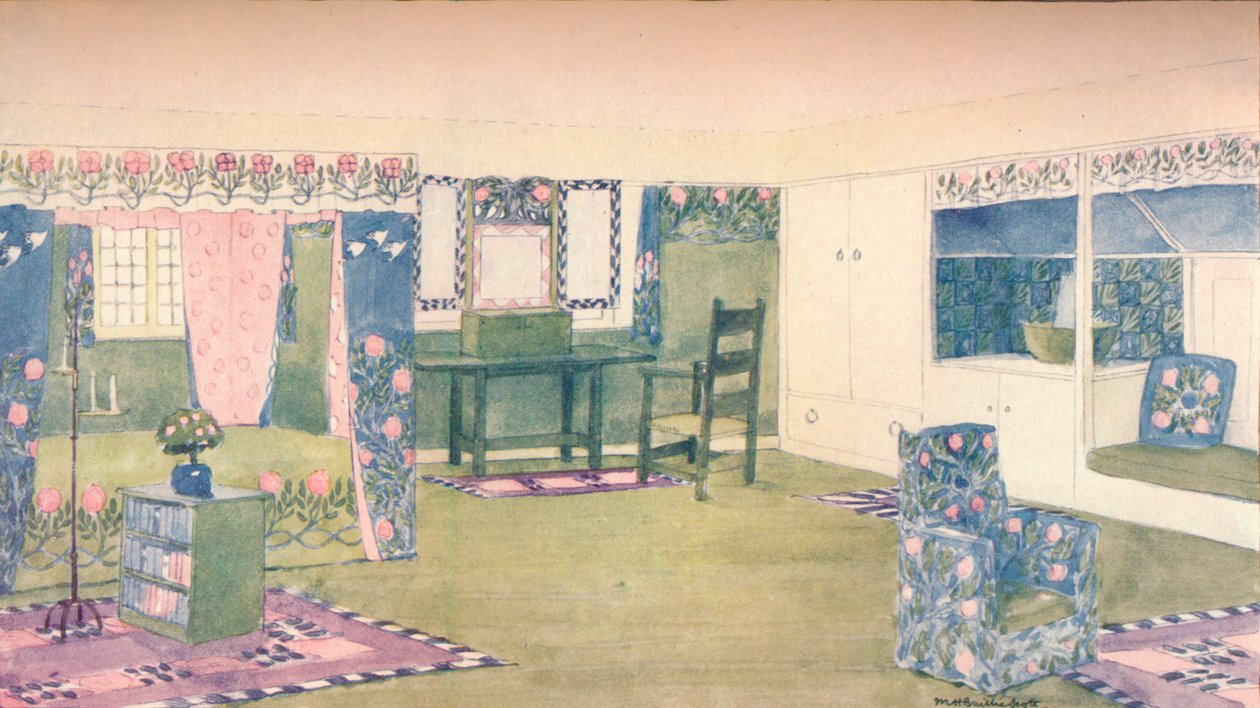 A Country Cottage: projeto para o quarto, c1900 1902 de Mackay Hugh Baillie Scott