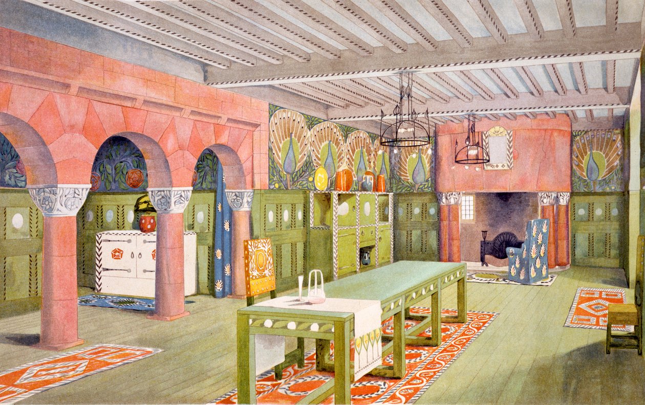 Sala de jantar, estampa feita por Emil Hochdanz, c.1901 de Mackay Hugh Baillie Scott