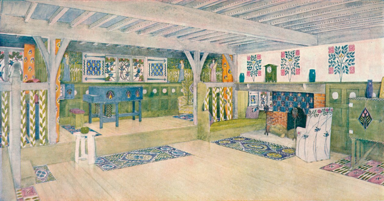 Sala de música em uma casa em Crowborough, c1902 de Mackay Hugh Baillie Scott