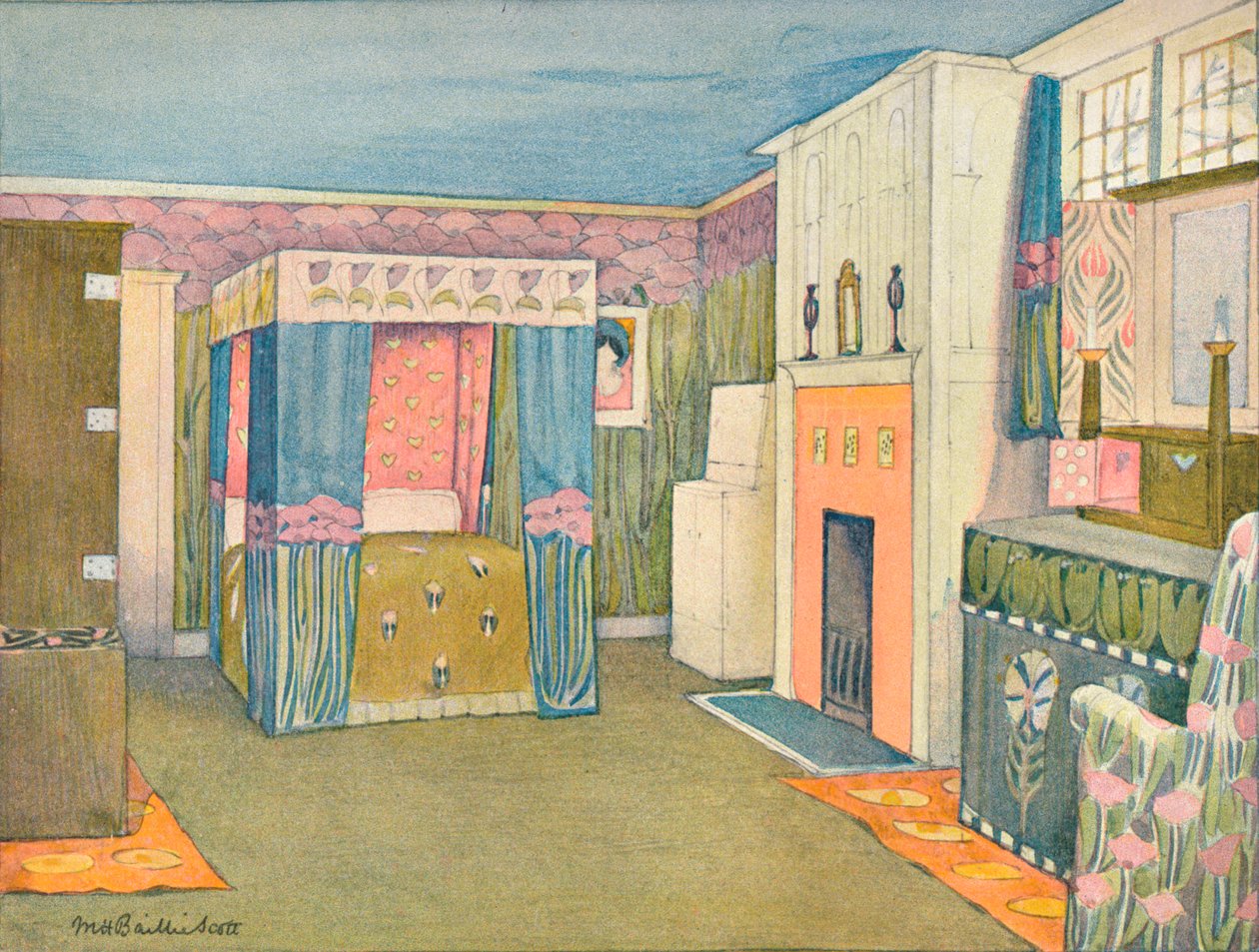 A decoração de um quarto pequeno, c1899. de Mackay Hugh Baillie Scott