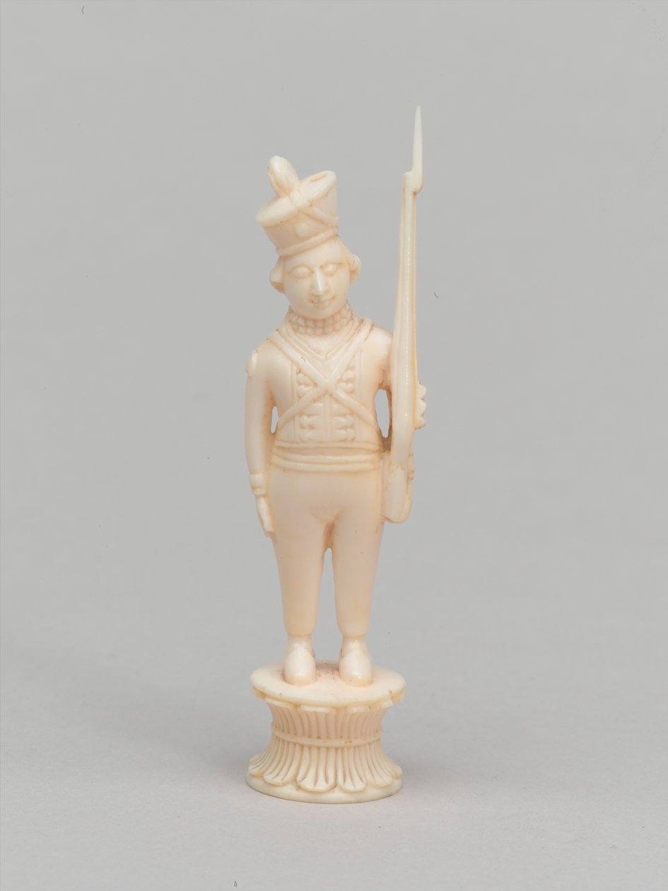 Peão branco, peça de xadrez, Índia, 1820 por volta de de Macneill MacLeay