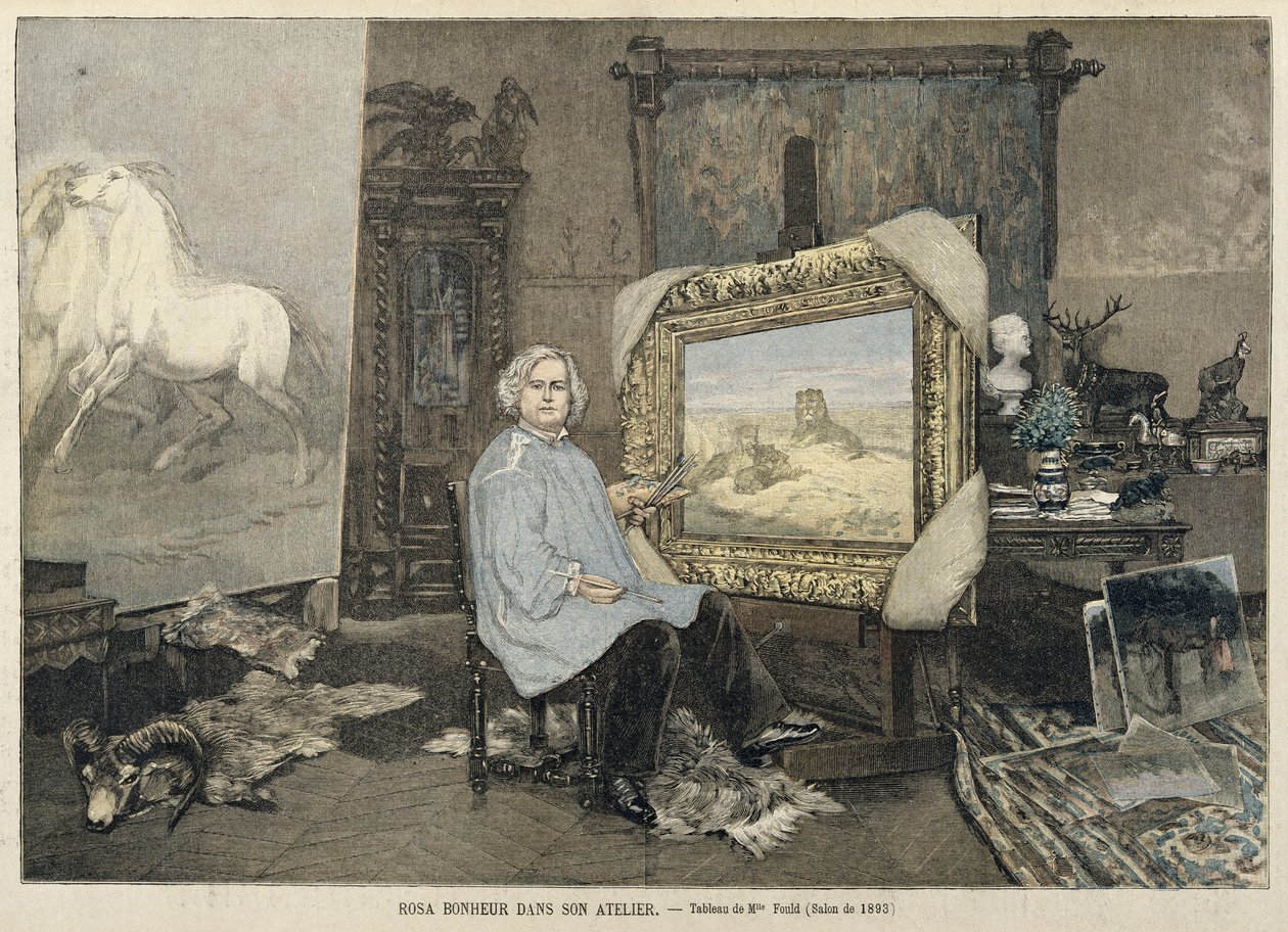 Rosa Bonheur (1822-99) em seu estúdio, de &39;Le Petit Journal&39;, 3 de junho de 1893 de Madame Consuelo Fould