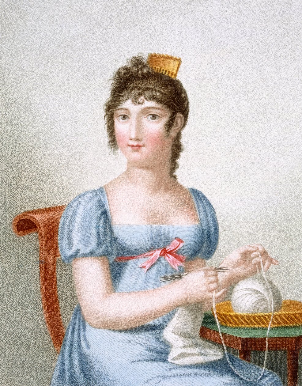 O Knitter, gravado por Duthe, c.1816 de Madame G. Busset Dubruste