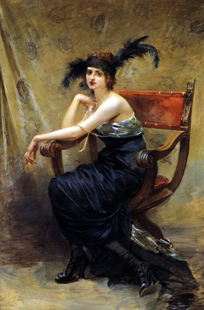 Mulher, sentando, dagobert, poltrona de Madeleine Lemaire