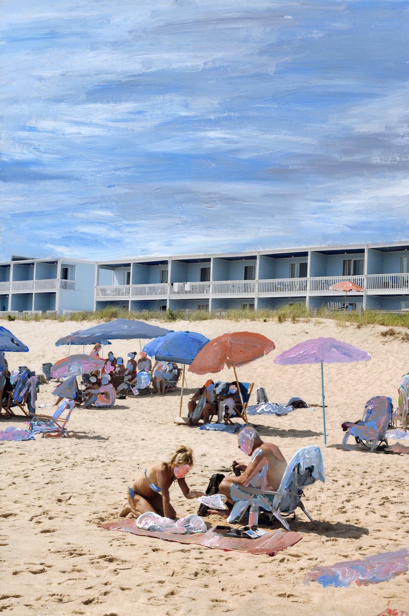 Montauk, 2021 (tinta acrílica sobre impressão de pigmentos de arquivo) de Madeleine Gross