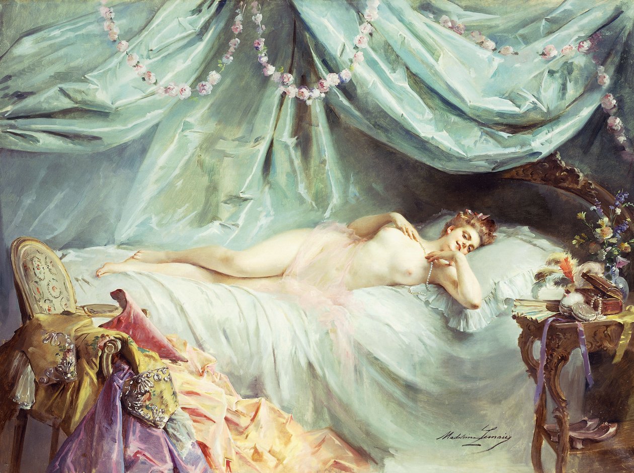 Nu reclinado em um interior elegante, de Madeleine Lemaire