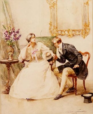 O Suitor (aguarela sobre papel) de Madeleine Lemaire