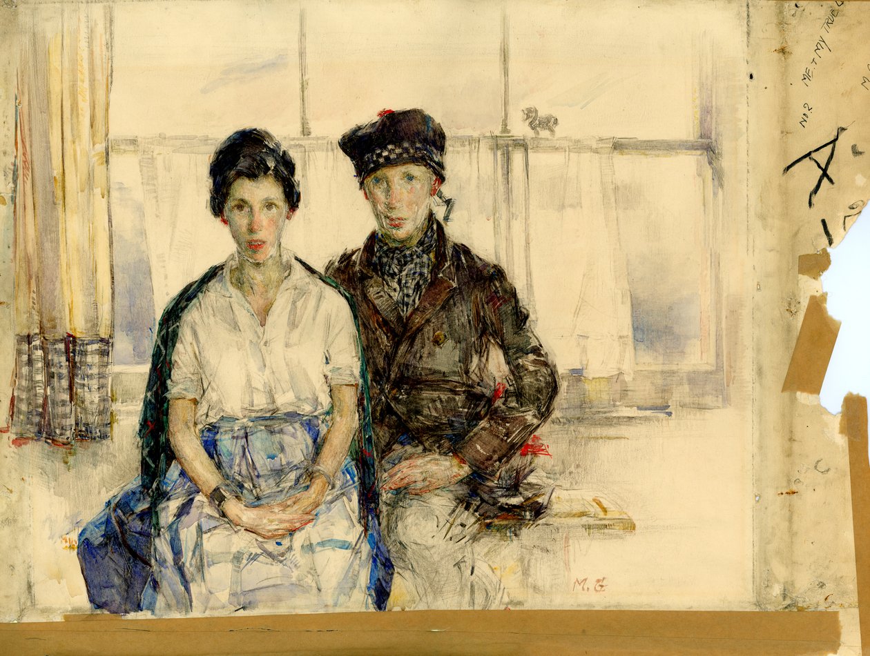 Eu e meu verdadeiro amor, c.1930 (lápis e aquarela sobre papel) de Madeline Emily Green