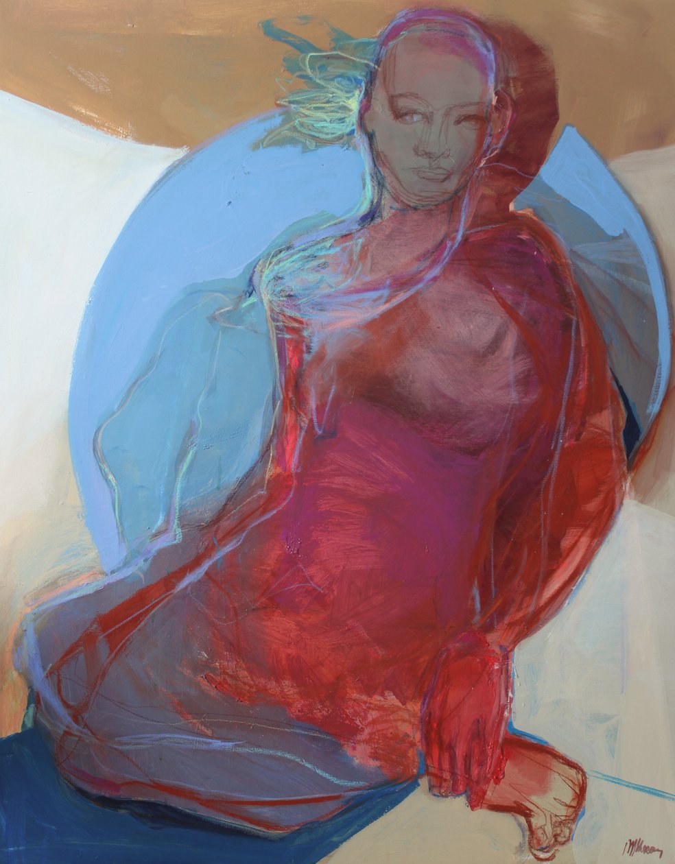 Revealed To Herself, 2025 (acrílicos e pastéis sobre tela) de Madgalena Morey
