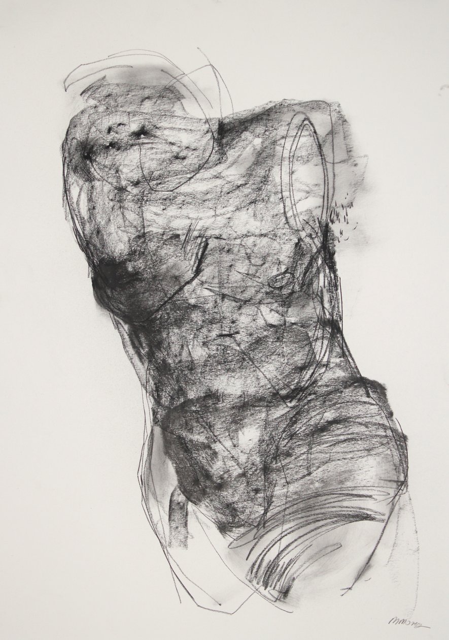 Torso 2, 2022 (carvão sobre papel) de Madgalena Morey