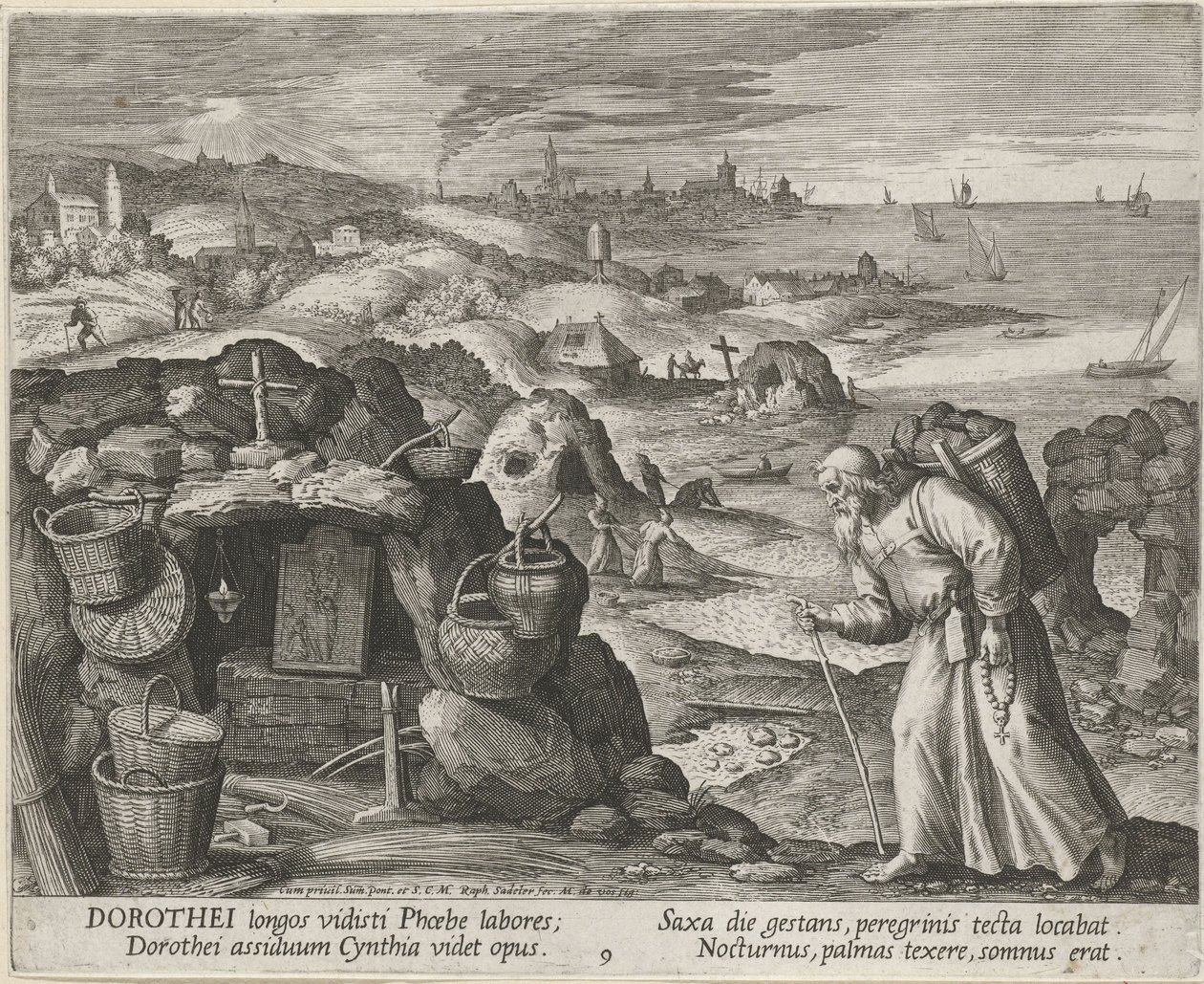 São Doroteu de Gaza como eremita, 1600. de Maerten Vos de