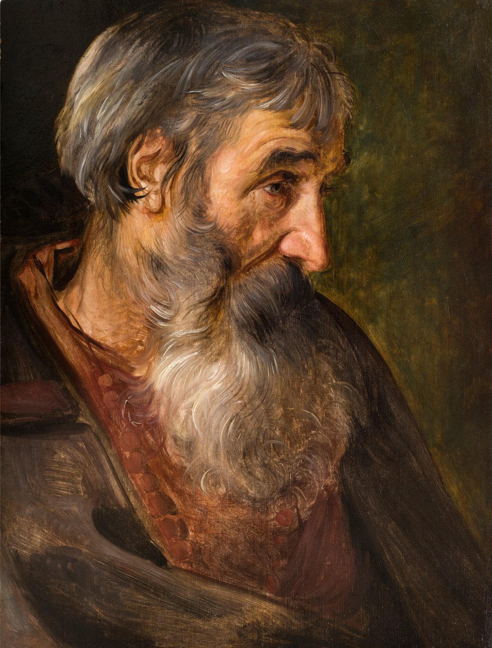 A cabeça de um velho barbudo. de Maerten Vos de