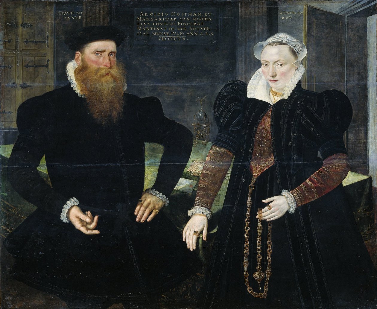 Retrato de Gillis Hooftman, Armador, e da sua Mulher Margaretha van Nispen (Gilles van Eichelenberg, chamado Hoffman) de Maerten de Vos