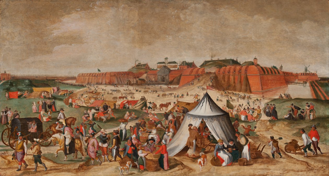 Demolição da Cidadela de Antuérpia, finais do século XVI (óleo sobre painel) de Maerten van Cleve