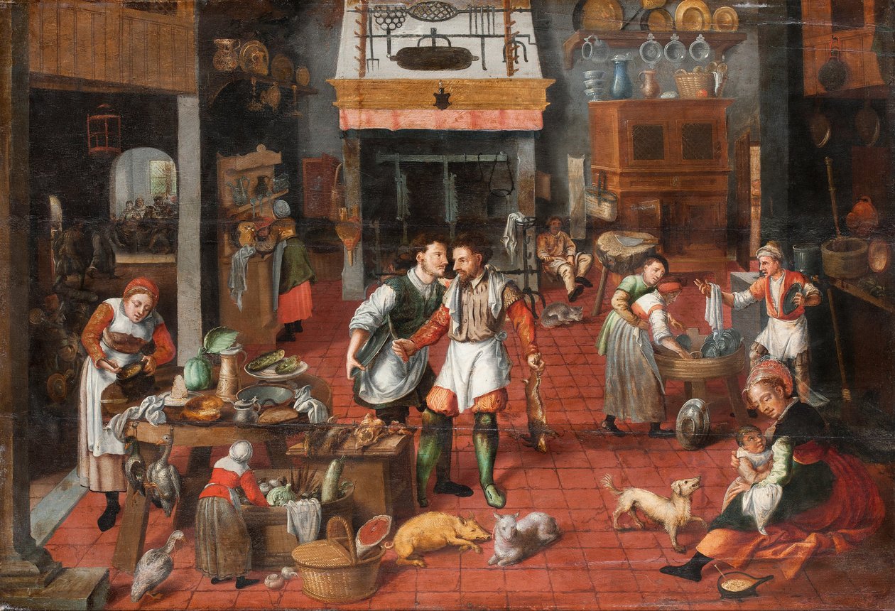Cozinha Interior, c.1565 de Maerten van Cleve
