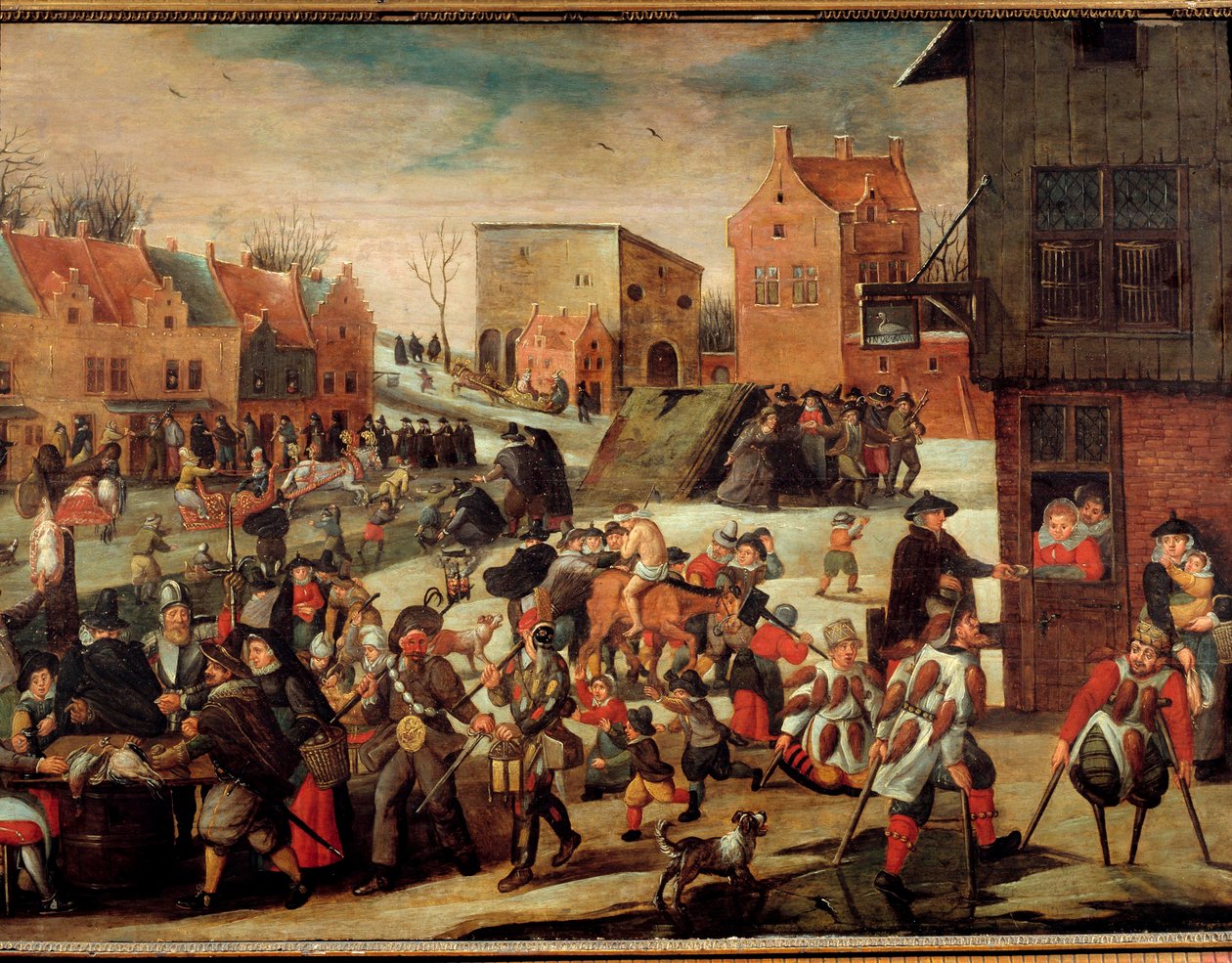 Os aleijados Uma multidão de pobres e enfermos numa cidade (na Flandres?) (Corte dos Milagres). Pintura de Martin van Cleve (1527-1581) Século XVI Troyes, Musee des Beaux Arts de Maerten van Cleve