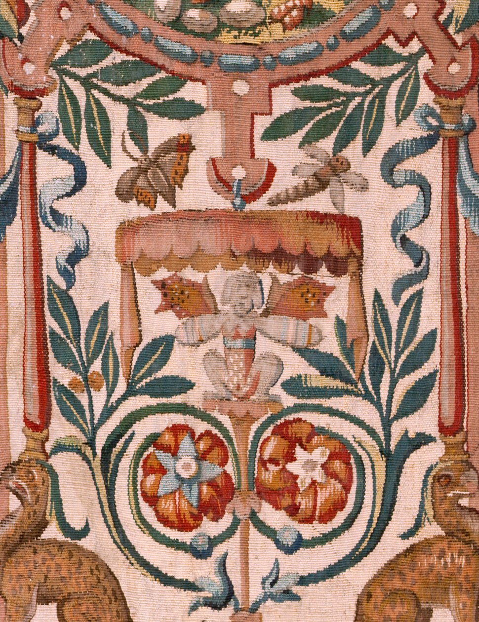 Museu Diocesano (Museo Diocesano). Tapeçaria flamenga. Bruxelas. Atelier François Geubels. Série História de Gideon. Os israelitas entregam a sua parte do espólio a Gideon (Los israelitas entregan a Gedeón su parte del botín). Seda e lã. Legado de Bisho de Maerten van Heemskerck