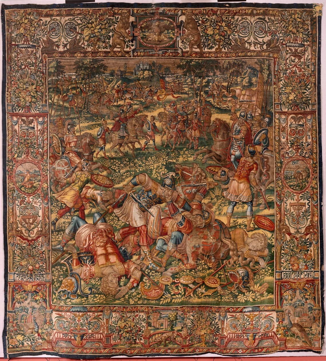 Museu Diocesano (Museu Diocesano). tapeçaria flamenga. Bruxelas. Oficina François Geubels. Série A História de Gideão. A derrota dos midianitas (derrota dos midianitas). Seda e lã. Legado do Bispo Vincent Rock de Serna. Barroco. 1534-1571, no de Maerten van Heemskerck