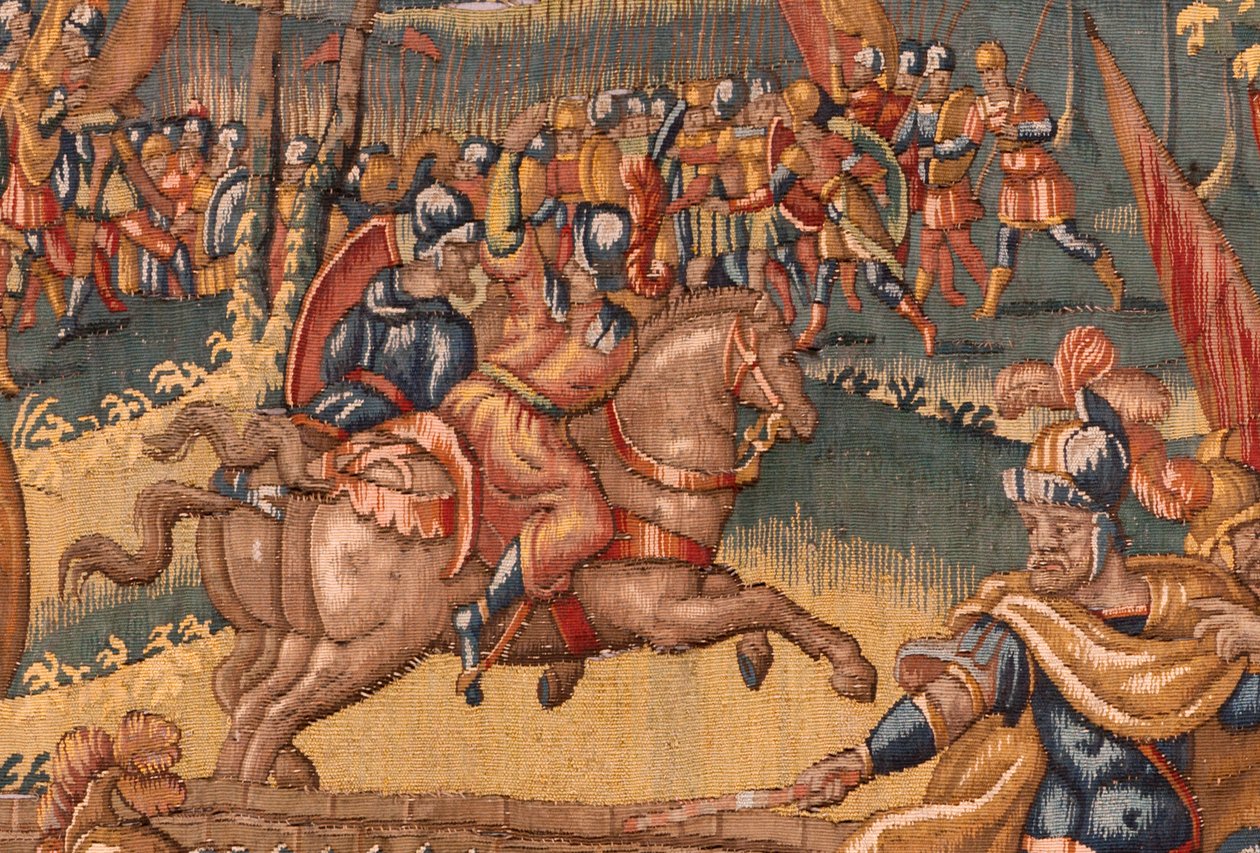 Museu Diocesano. tapeçaria flamenga. Bruxelas. Atelier François Geubels. Série História de Gideão. Os guerreiros são escolhidos. Seda e lã. Legado do Bispo Vicente Roca de la Serna. Barroco. 1534-1571, no séc. de Maerten van Heemskerck