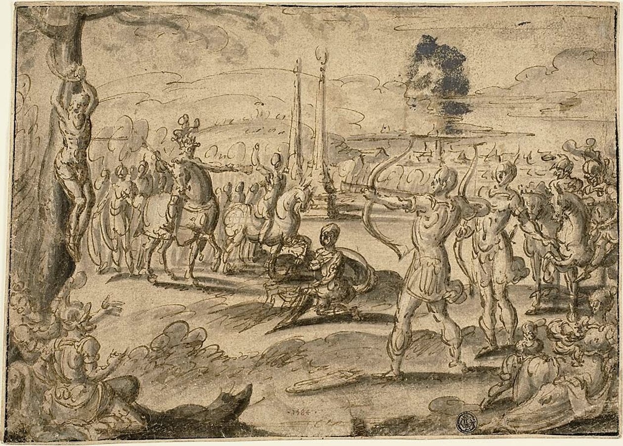 Tiroteio com o cadáver do pai de Maerten van Heemskerck
