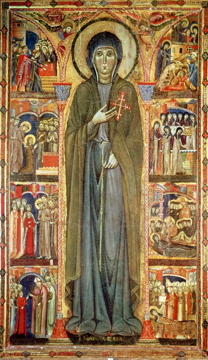 St. Clare com cenas de sua vida (tempera no painel) de Maestro di Santa Chiara