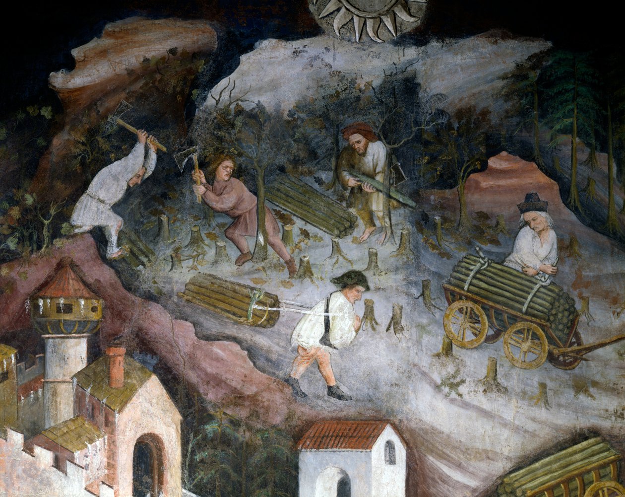 Colheita de madeira, detalhe do Mês de Dezembro, Ciclo dos Meses de Maestro (attr. to) Venceslao