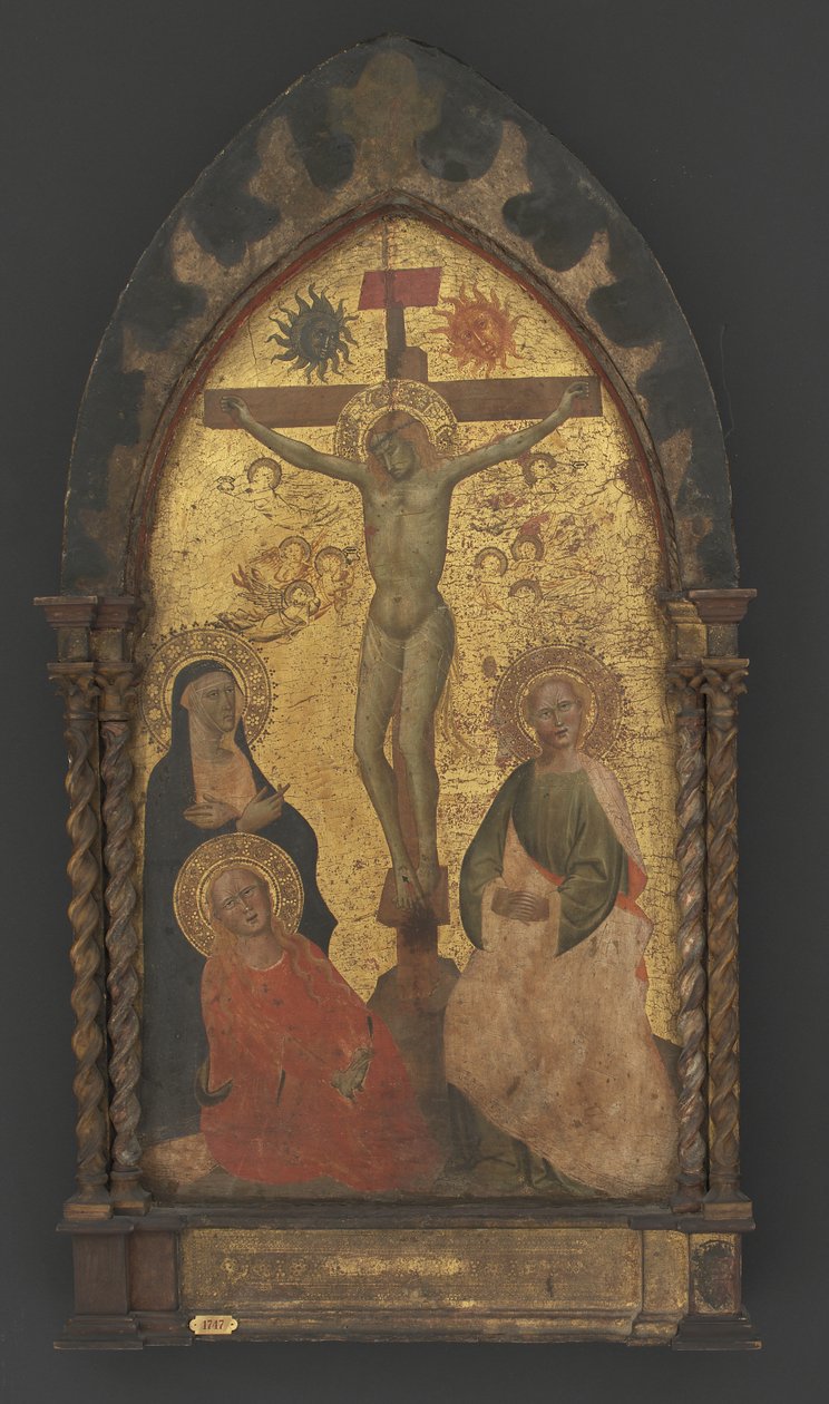 Cristo na Cruz lamentado pela Virgem Maria e Santos Maria Madalena e João de Maestro Francesco