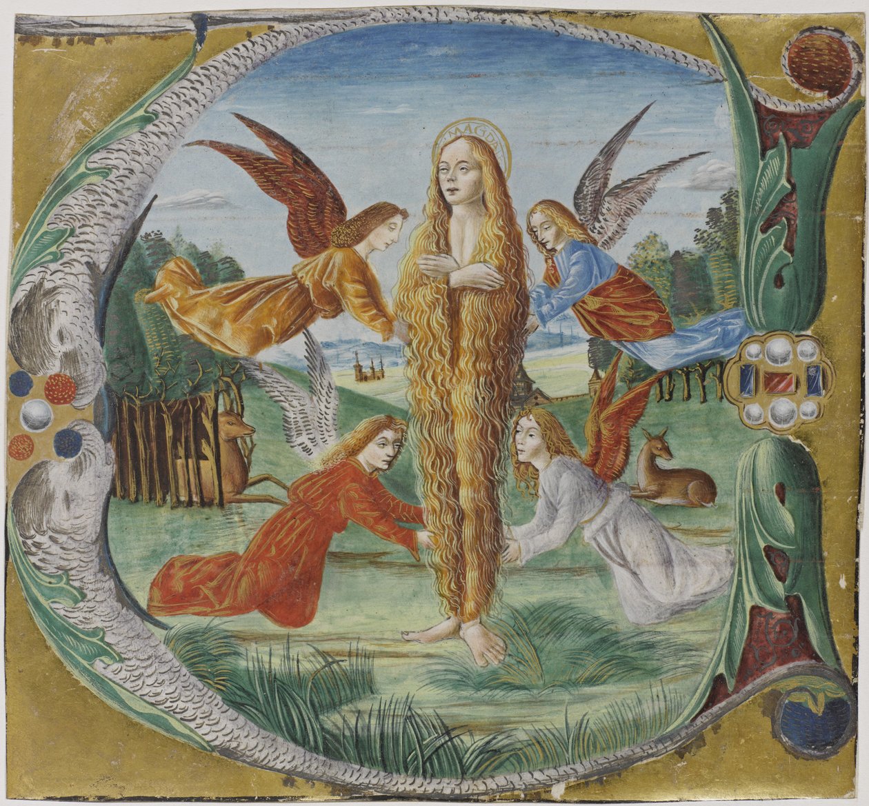 Santa Maria Madalena cercada por anjos de Maestro del Salomone Wildenstein