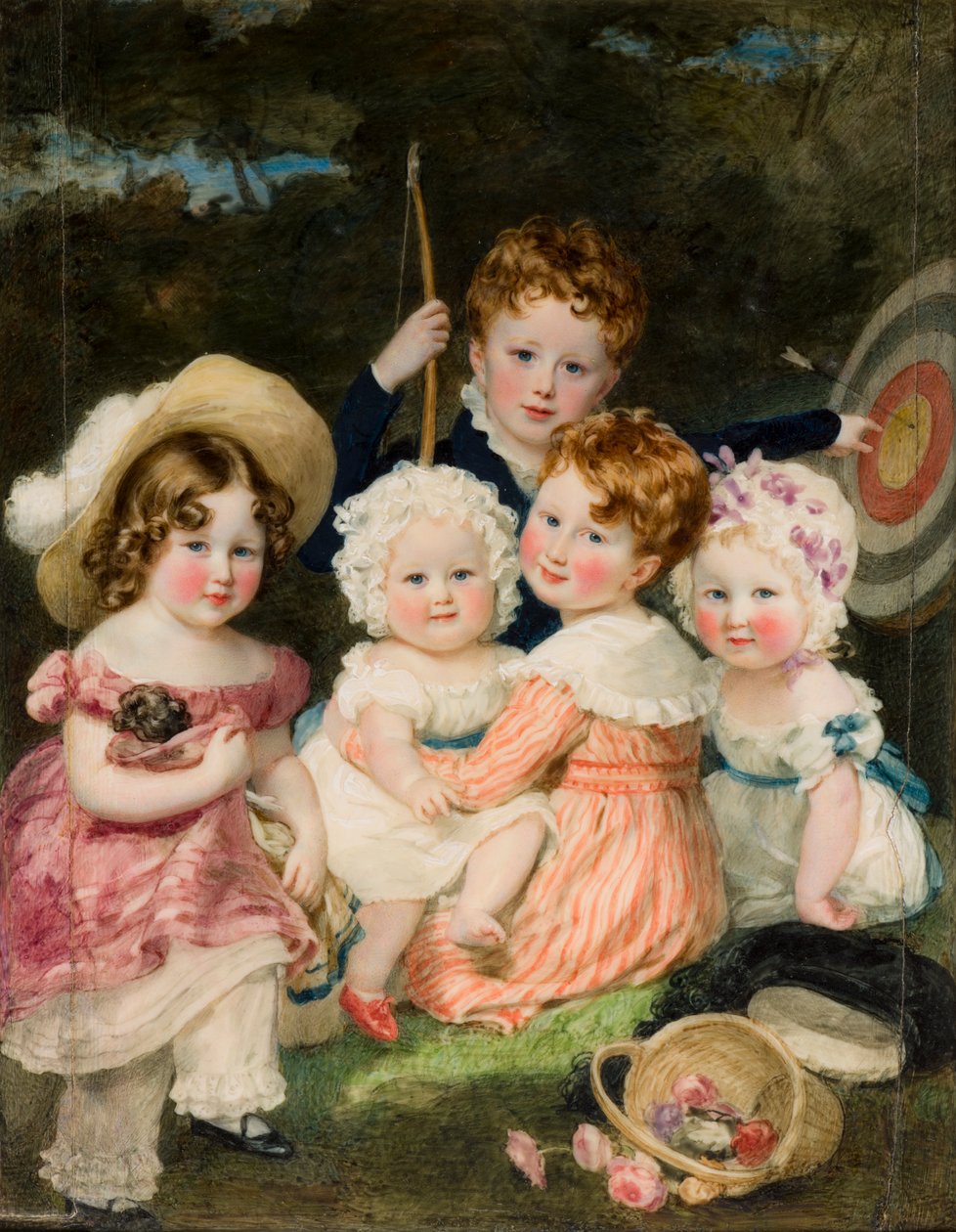 Retrato das cinco crianças mais velhas do 2º Conde de Bradford (1789-1865), c.1821-74 (óleo sobre tela) de Magdalena Ross