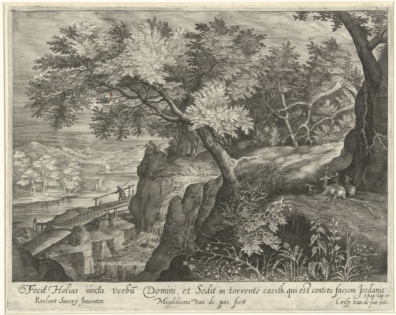 Elijah repousa sobre uma rocha ao longo do riacho Kerit
Paisagens com cenas da história de Elijah (título da série) de Magdalena van de Passe
