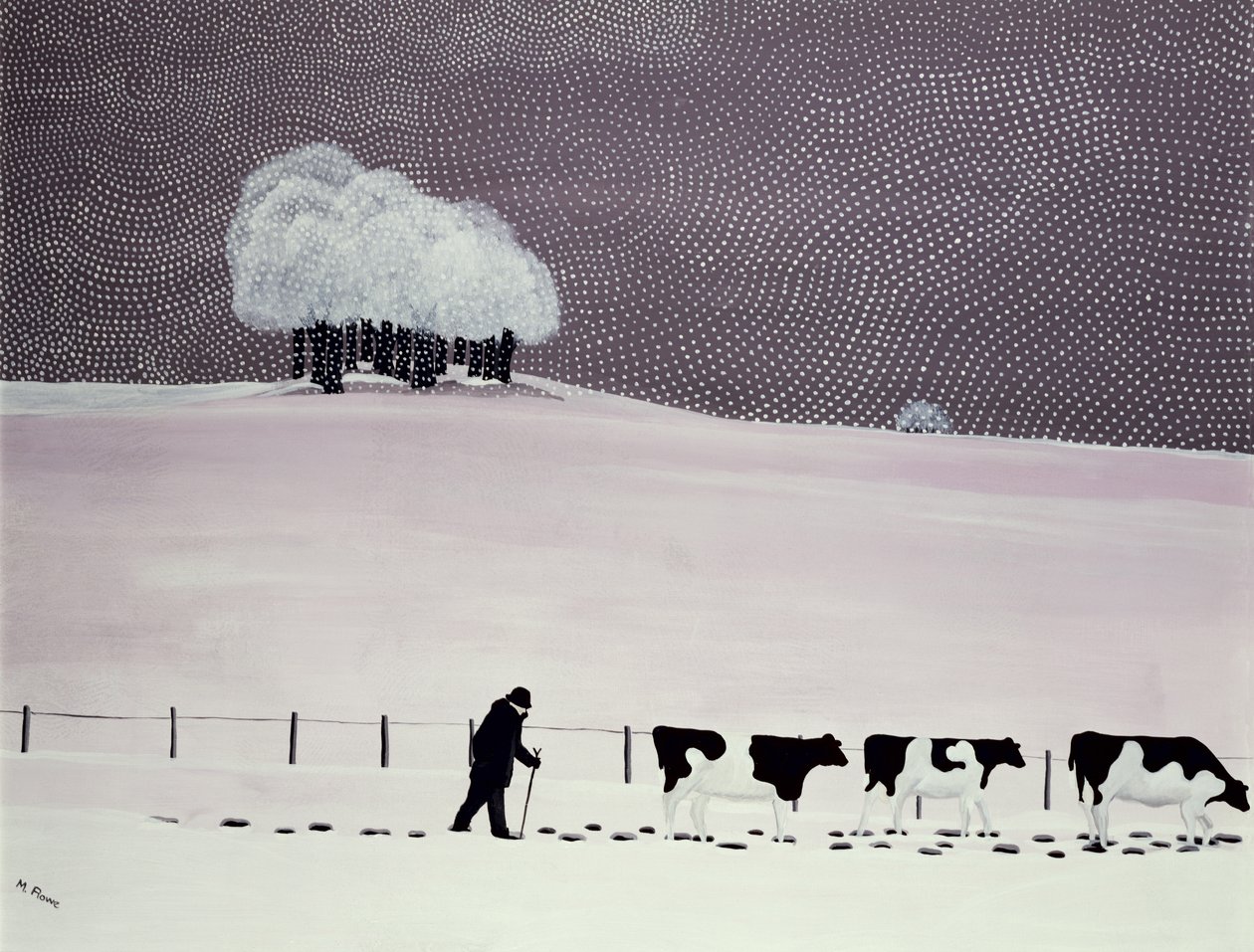 Vacas em uma tempestade de neve de Maggie Rowe