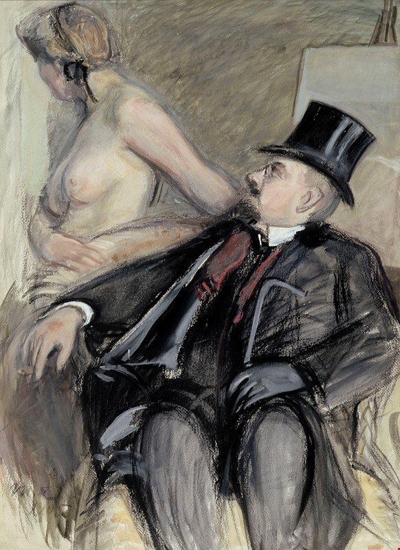 Arne Cederholm sim mallArne Cederholm com um Modeln Sueco: Arne Cederholm com modelen de Magnus Enckell