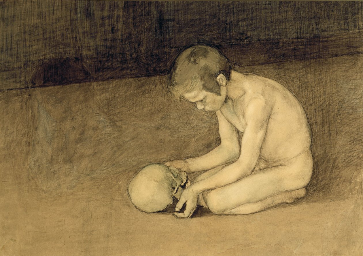 Menino, com, cranio de Magnus Enckell