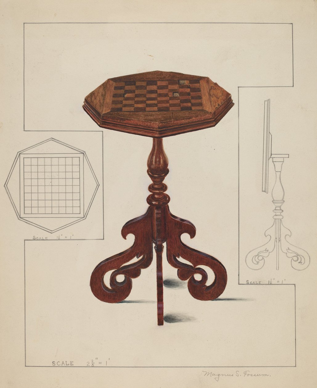 Tabuleiro de xadrez Tampo inclinado, c. 1936. de Magnus S. Fossum