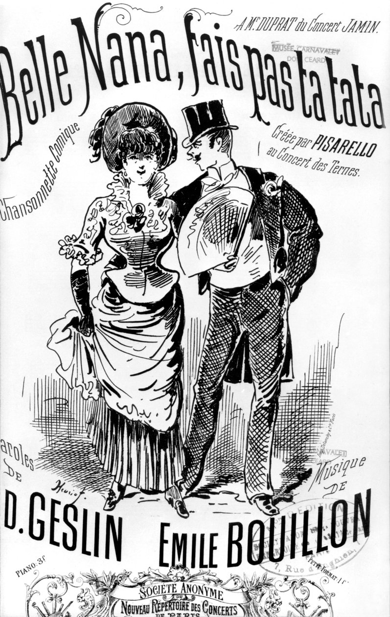 Capa de uma partitura para a música &39;Belle Nana, fais pas ta tata&39; de Henri Maigrot