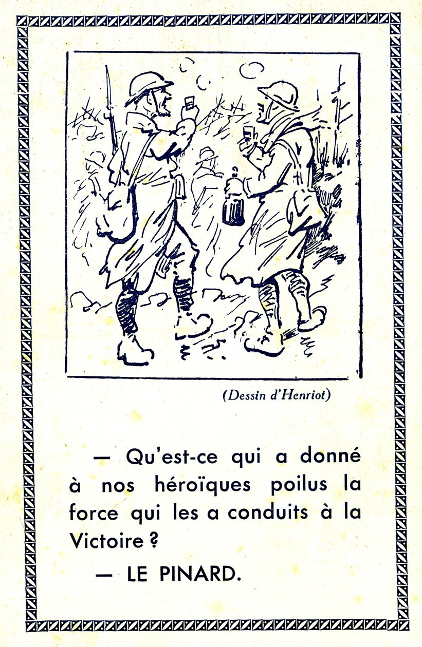 Primeira Guerra Mundial (1914-18): O que deu aos nossos heróicos poilus a força que os levou à vitória Pinard (ilustração) de Maigrot Henri known as Henriot