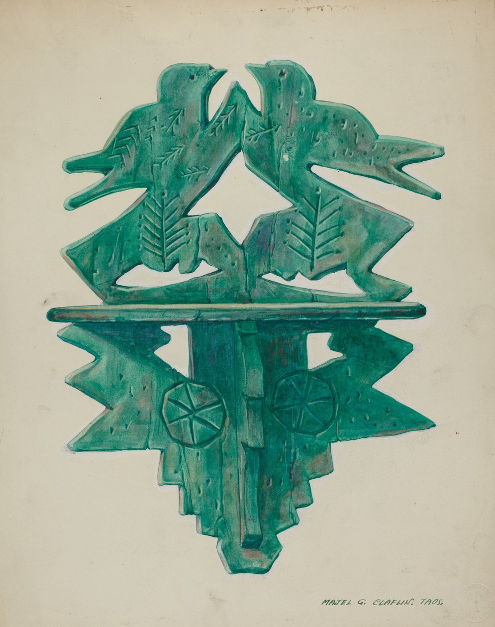 Prateleira para pássaros, c. 1940. de Majel G. Claflin