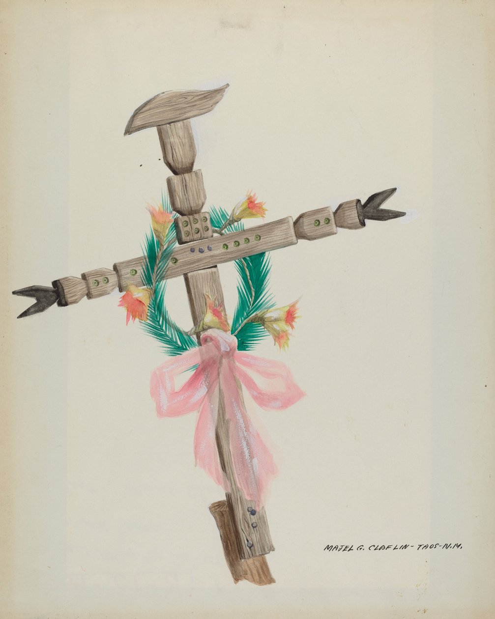 Cruz Esculpida - Grave, c. 1937. de Majel G. Claflin