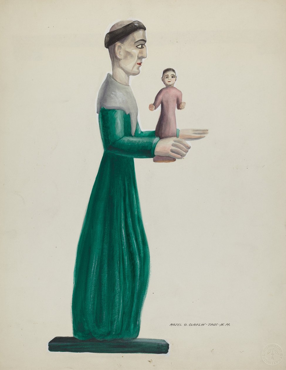 Madeira Esculpida e Pintada Santo (São José) de Majel G. Claflin