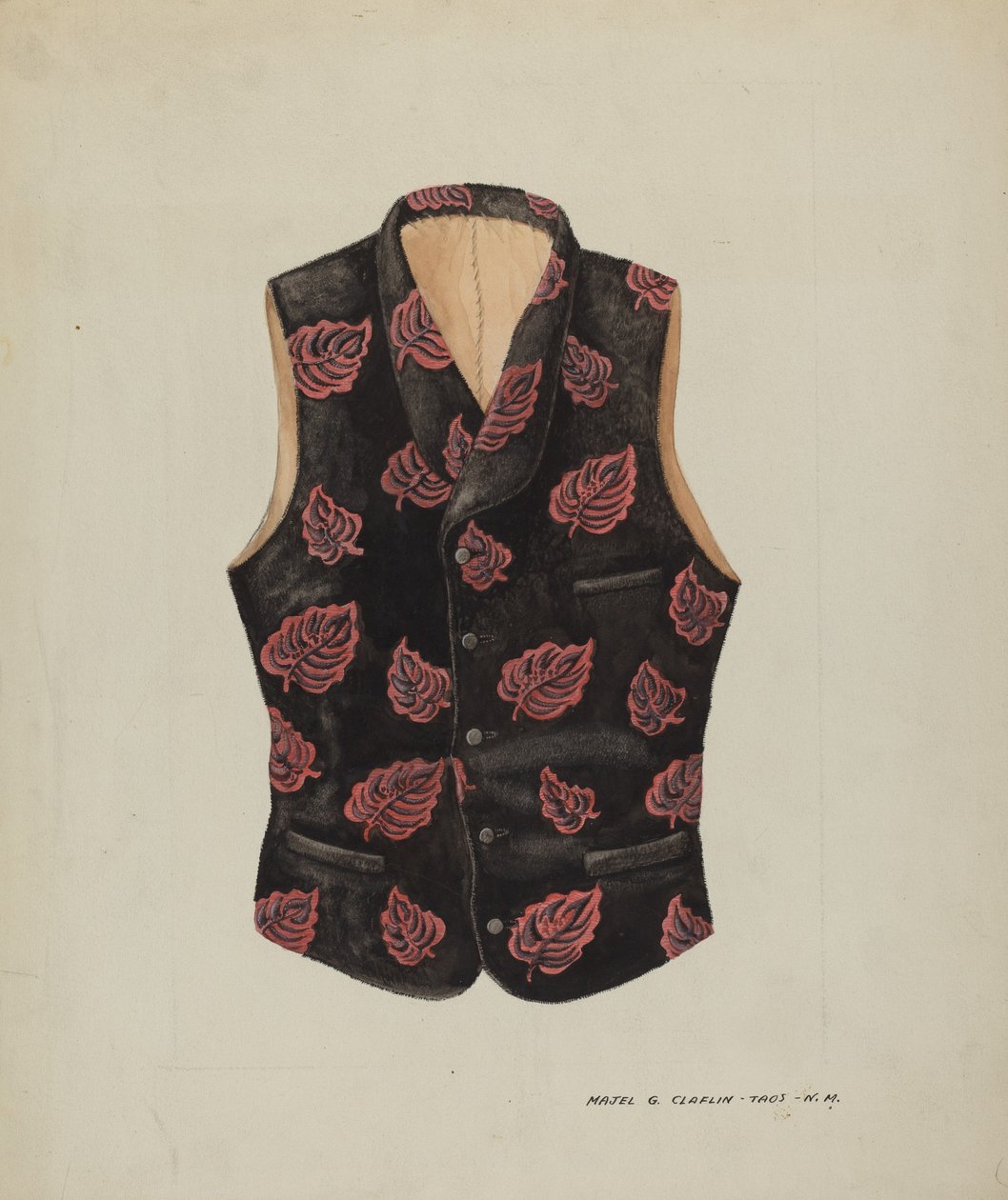 Colete de Veludo Bordado, c. 1937. de Majel G. Claflin