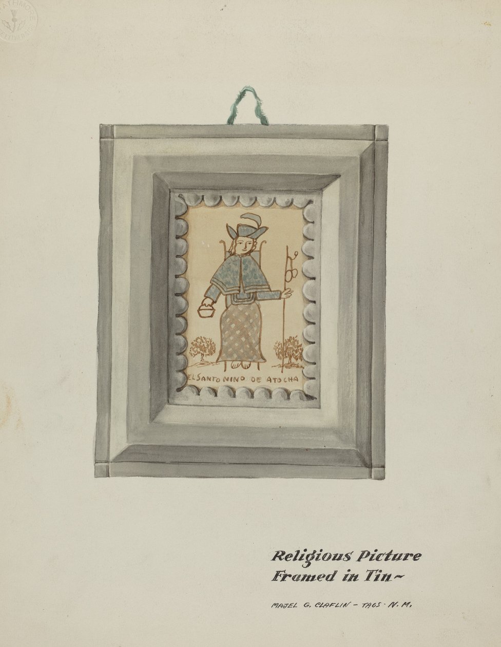 Moldura de Estanho de Santo Nino de Atocha-Hand Made Tin Frame, c. 1937. de Majel G. Claflin