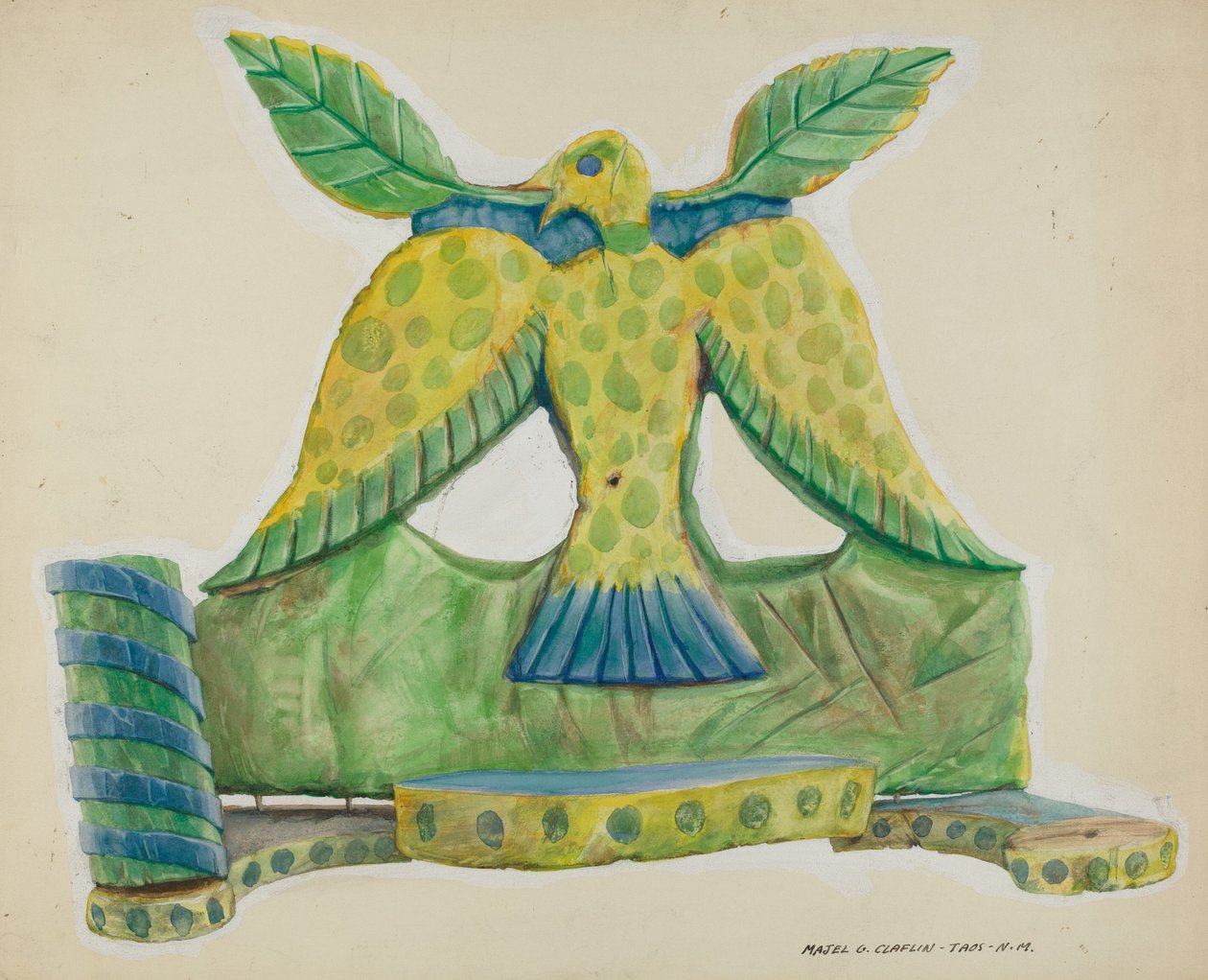 Arandela de madeira pintada, c. 1939. de Majel G. Claflin