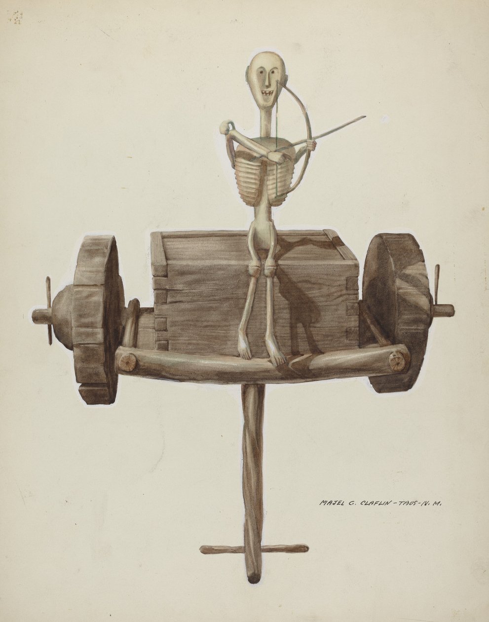 Penetente Death Cart & Death Figure, c. 1937. de Majel G. Claflin