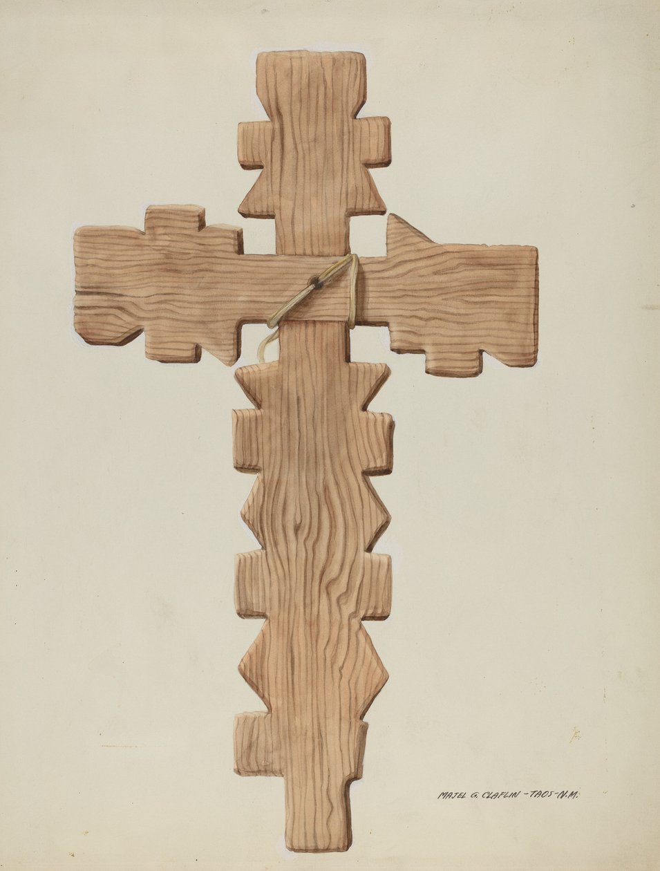 Cruz Penitente, Madeira Esculpida, c. 1937. de Majel G. Claflin