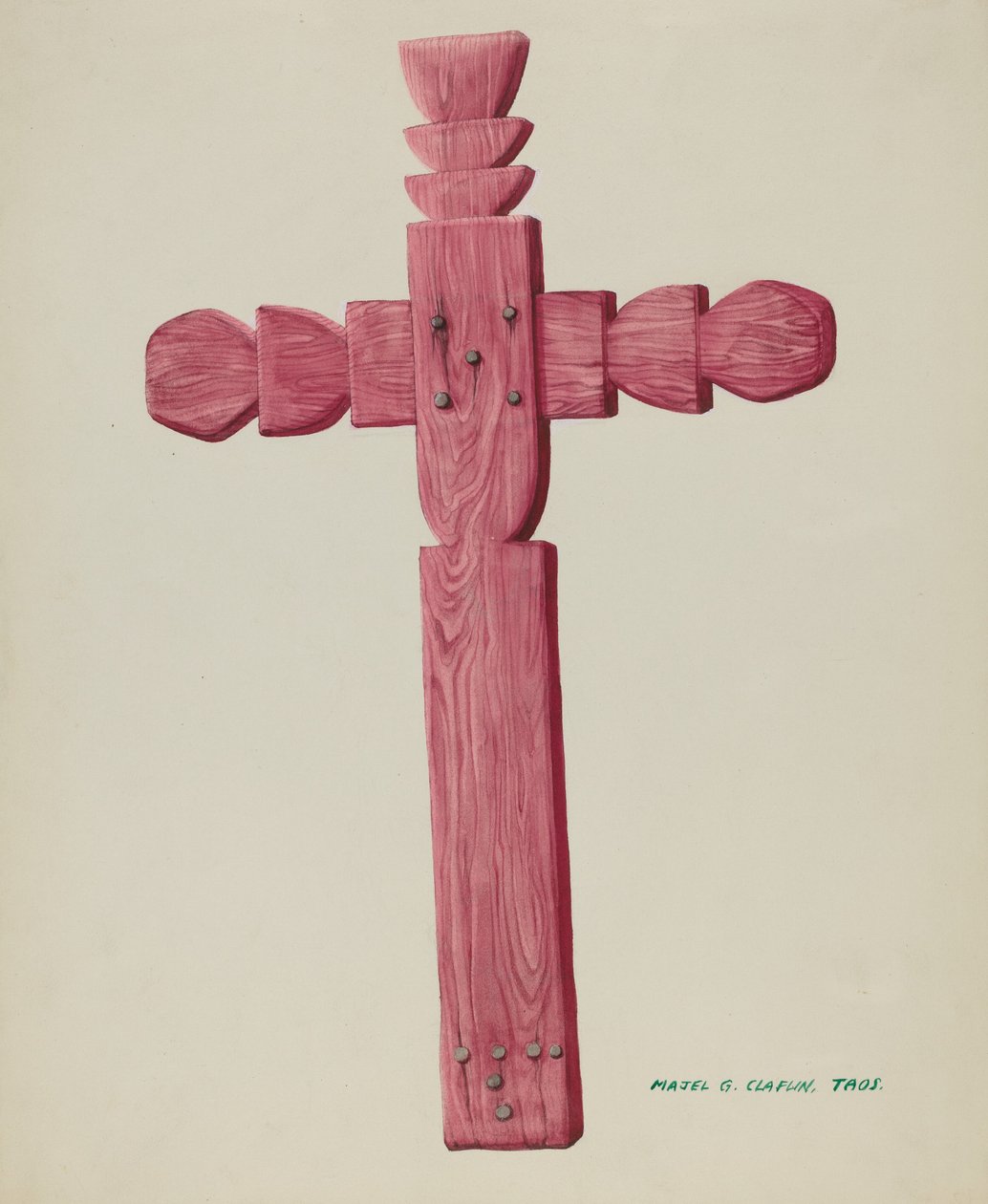 Cruz Vermelha de Madeira usada como Lápide, c. 1937. de Majel G. Claflin