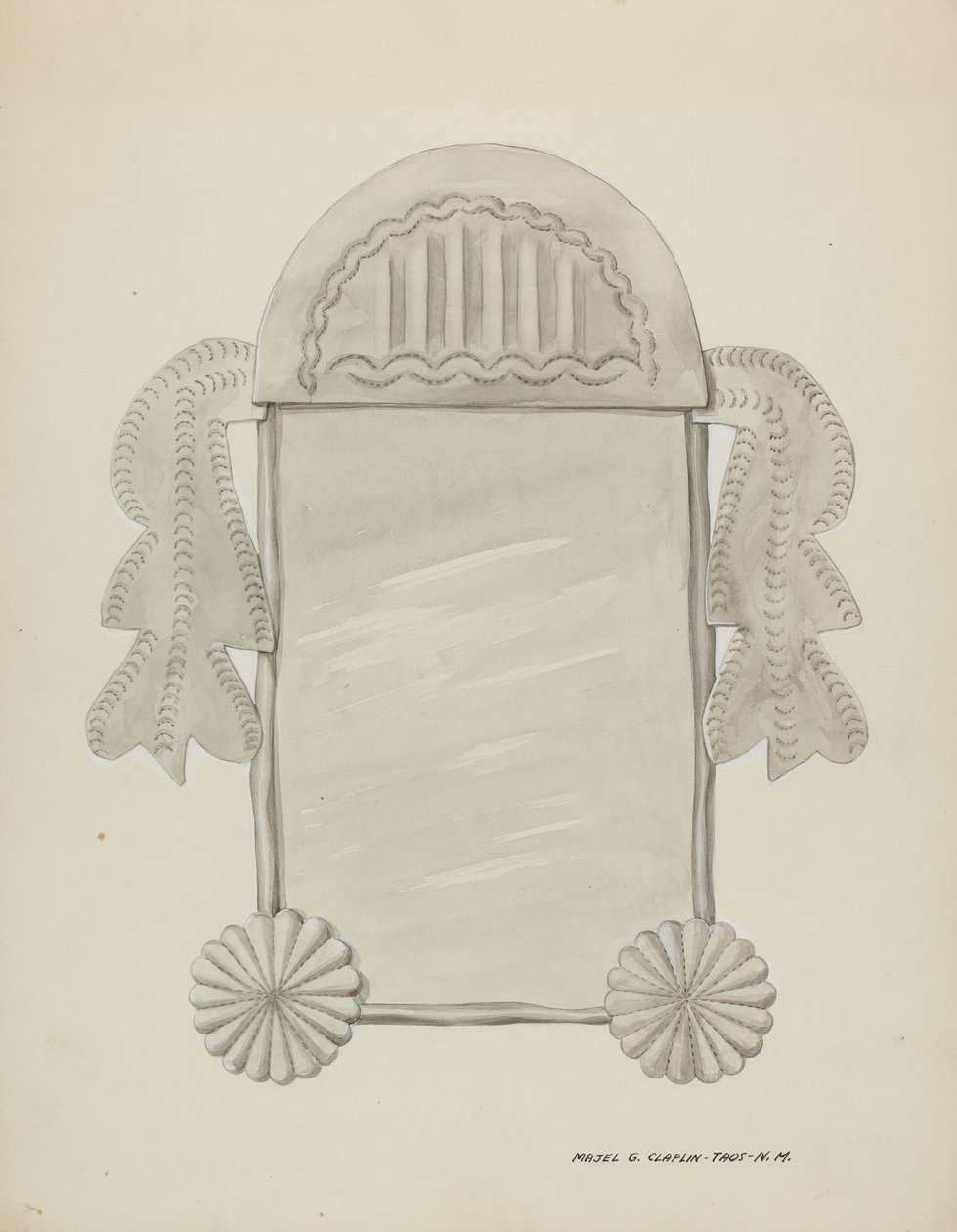 Pequeno Espelho em Moldura de Lata, c. 1937. de Majel G. Claflin