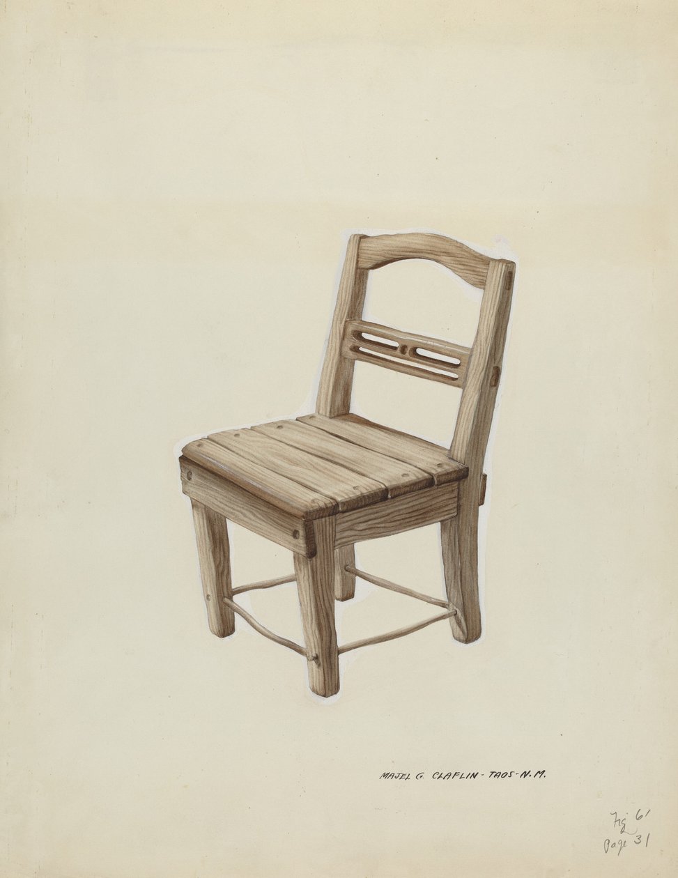 Cadeira Pequena de Madeira, c. 1937. de Majel G. Claflin