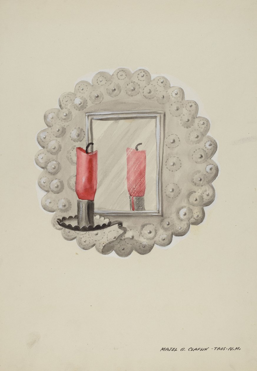 Tin-Mirror Candle Sconce, c. 1937. de Majel G. Claflin