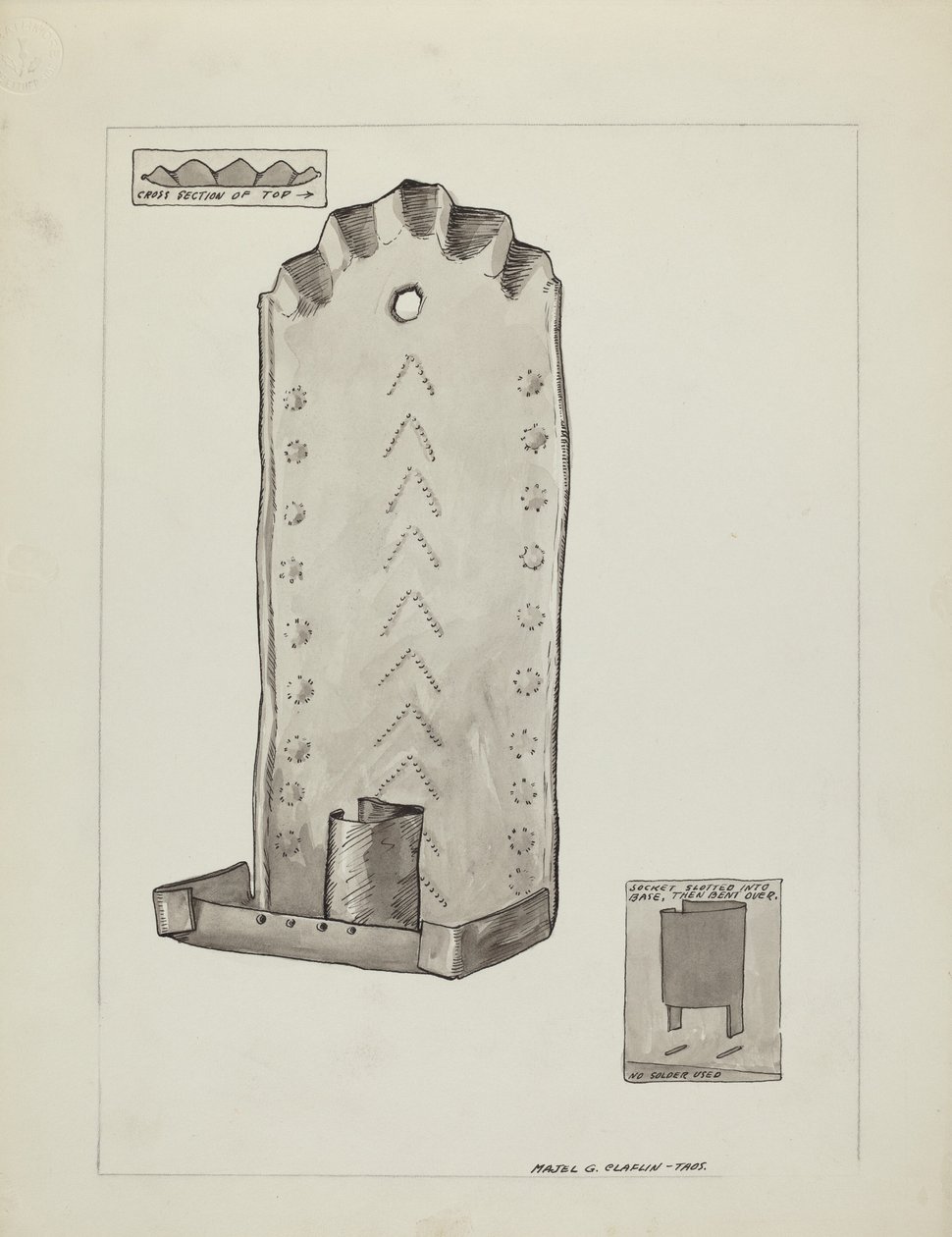 Tin Candle Sconce, 19351942. de Majel G. Claflin