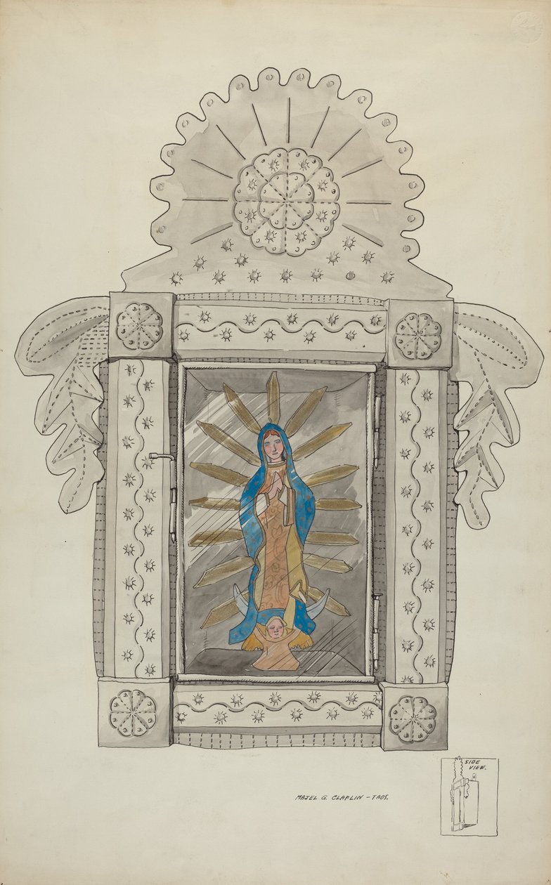 Nicho de estanho contendo Guadalupe Bulk, c. 1936. de Majel G. Claflin